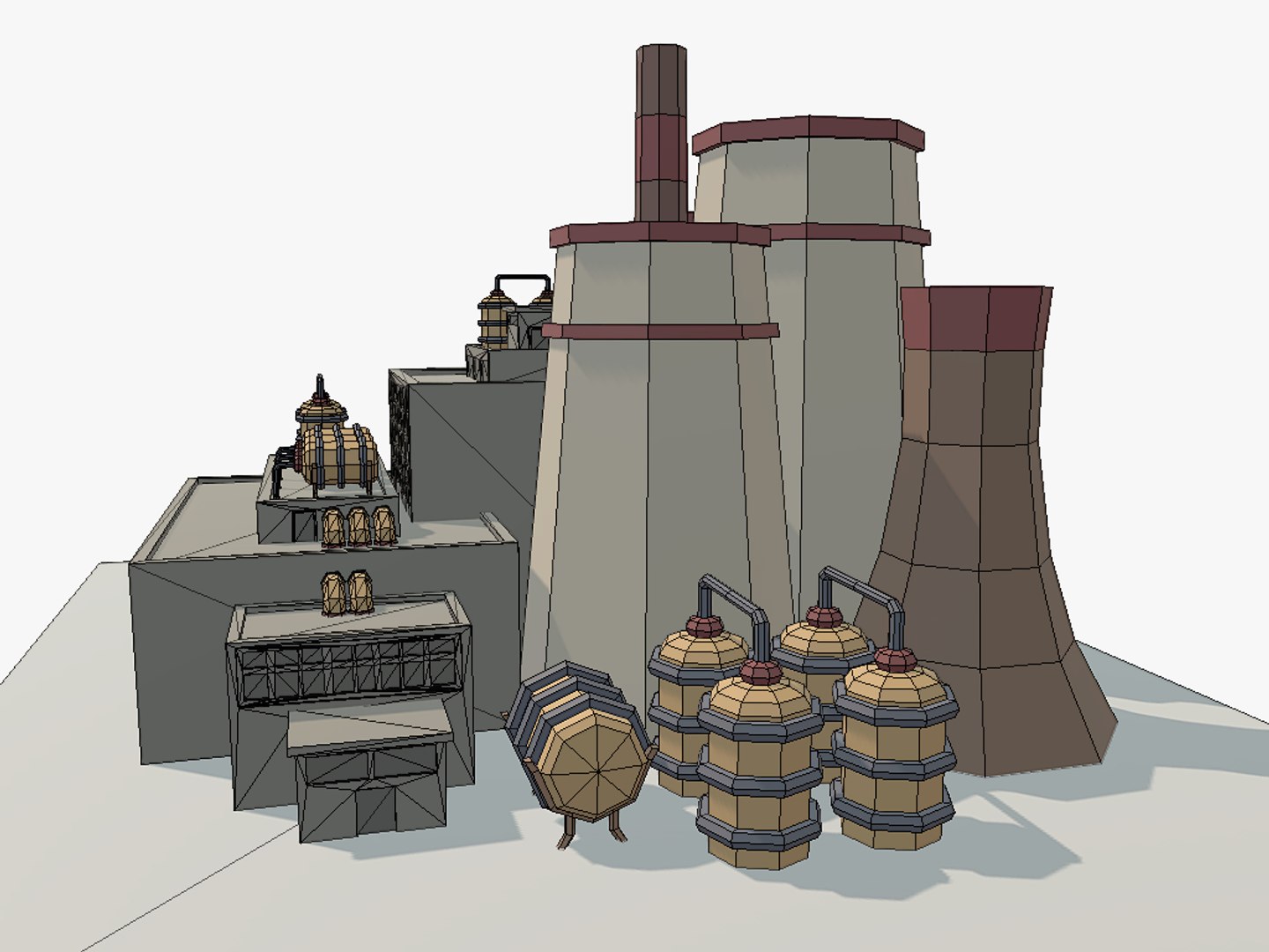 low-poly factory 3ds