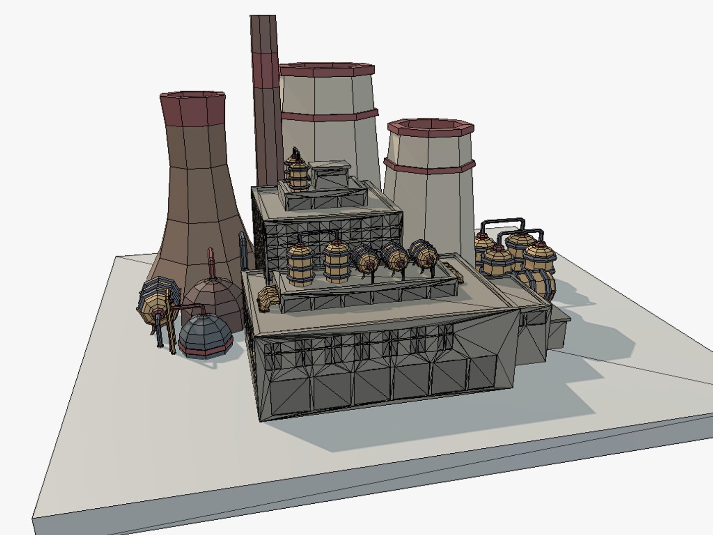 low-poly factory 3ds