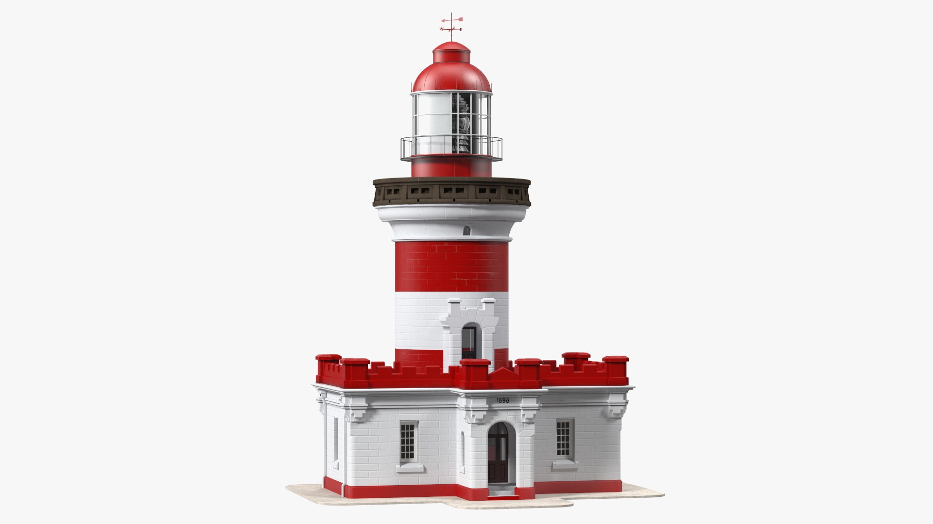 Point Perpendicular Lighthouse Red 3D model preview