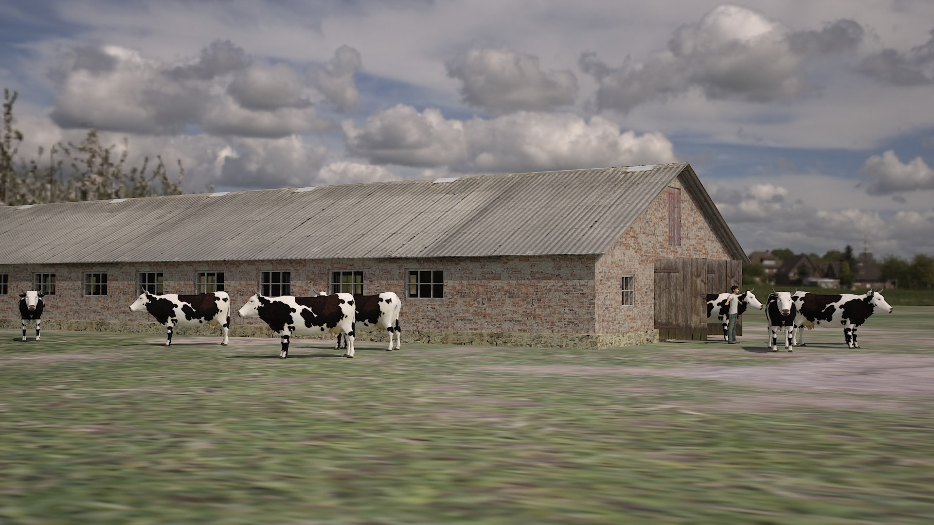 Free Cowshed Cows Model - TurboSquid 1337357