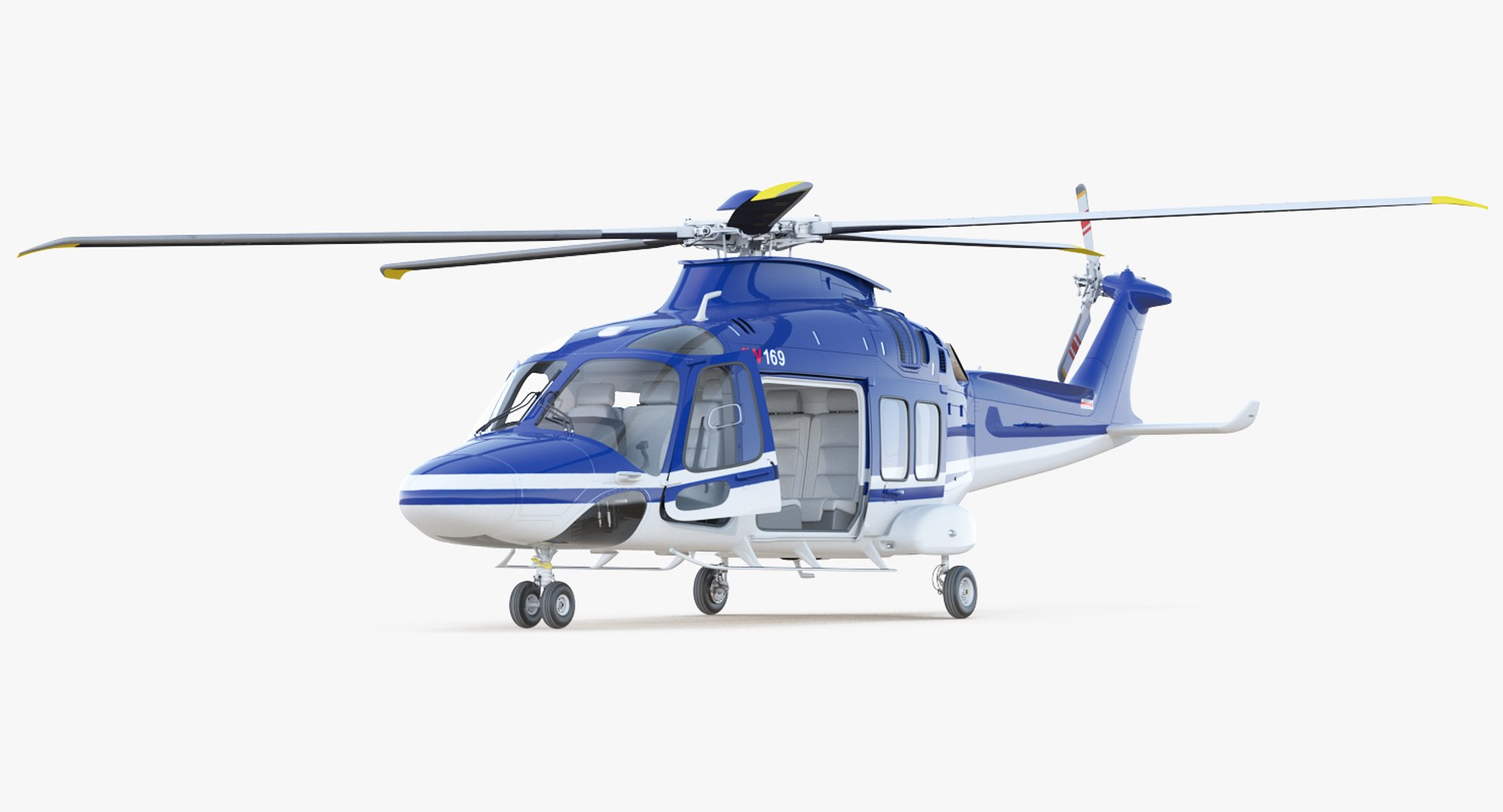 Multirole Helicopter AgustaWestland AW169 Rigged 3D model preview