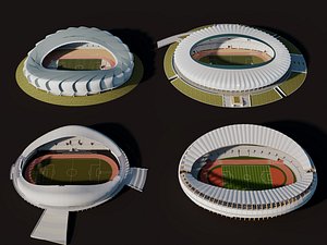 Modern Stadium with Running Track 3D Model 3D model