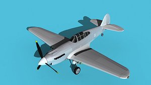 3D Curtiss P-40B Warhawk Bare Metal model