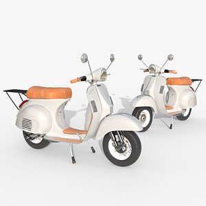 3D Classic Vintage Scooter - White Retro model