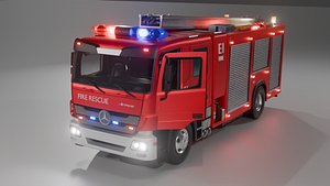 Mercedes Actros Fire Truck 3D Model Emergency Rescue Vehicle
