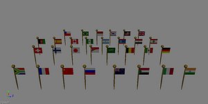 3d model of flags