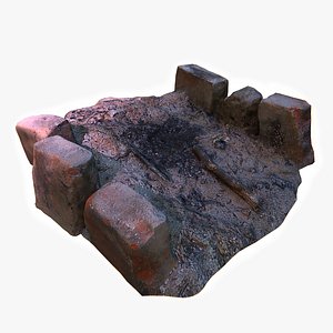 3D model extinct campfire fireplace