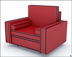 armchair chair red 3D