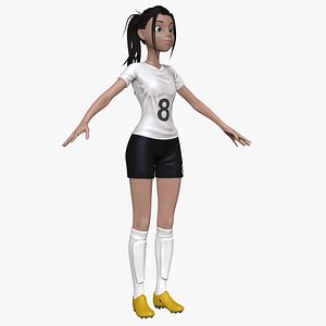 sculpt female cartoon soccer player obj