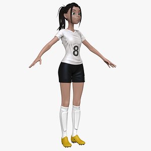 Cartoon Woman Soccer Player Sculpt