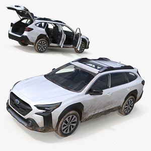 White Subaru Outback 2025 Dirty Rigged