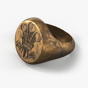 Antique Signet Ring with Motto 3D