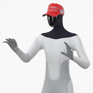 3D Tesla Bot in Trump Cap Rigged for Maya