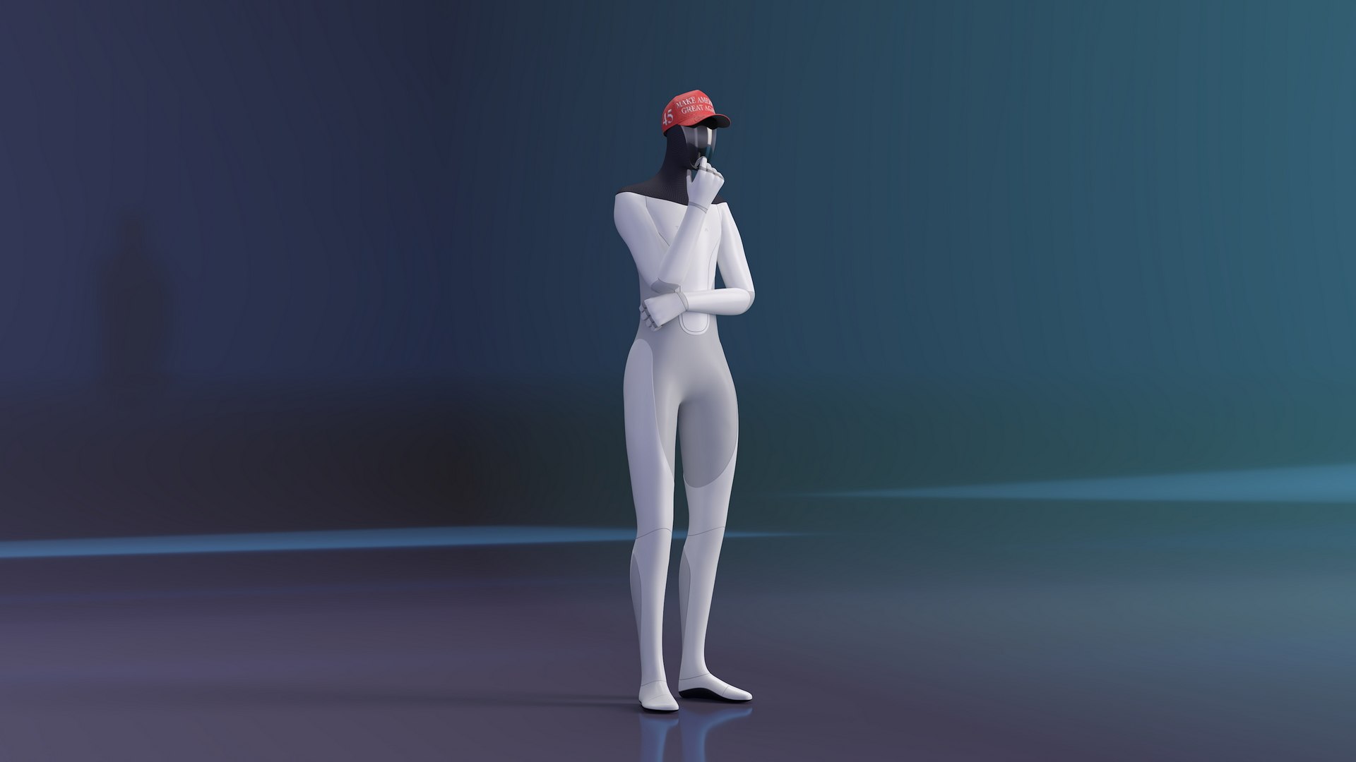 3D Tesla Bot In Trump Cap Rigged For Maya - TurboSquid 2341221