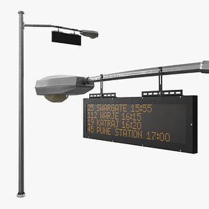 3D Urban Street Light Pole with LED Transit Display