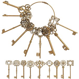 3D 74 Antique  Classic Keys  Vol 4 3D Model model