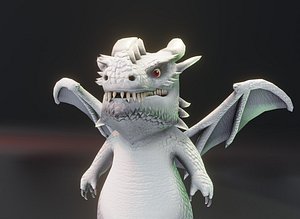 3D Cartoon White Dragon Low-poly 3D model