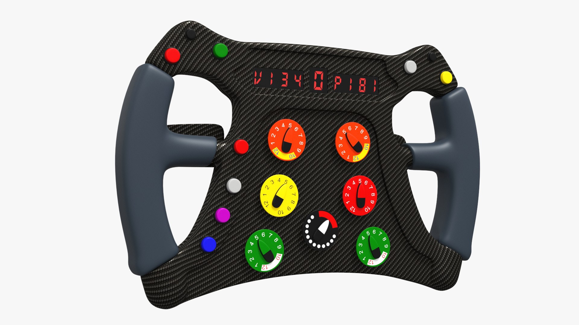 Formula One Racing Steering Wheel Black 3D model preview