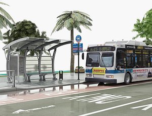 3D bus stop road