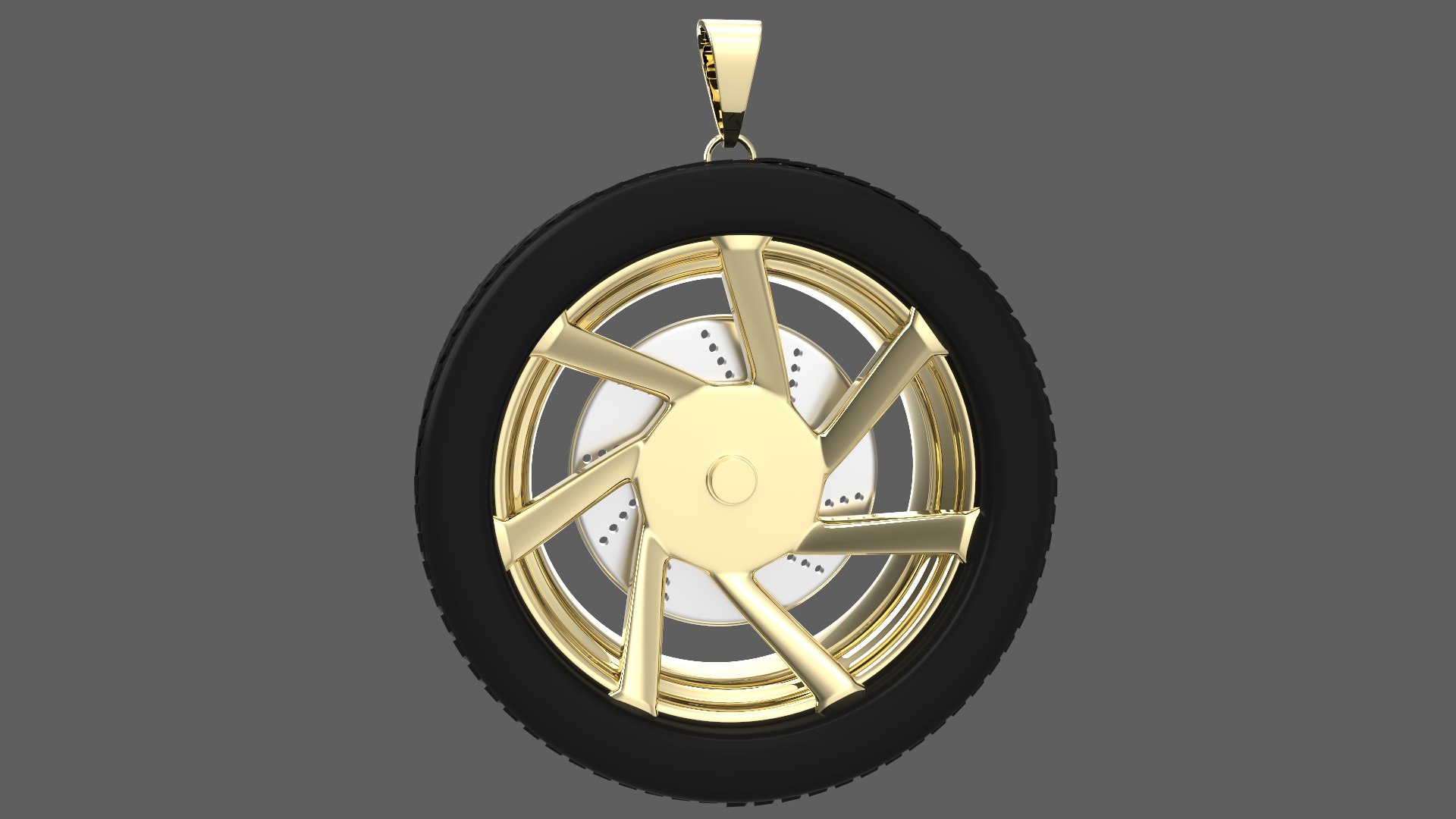 3D Simple Gold Wheel 3 Pendant Model - TurboSquid 2390437