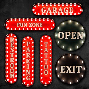 metallic lighting sign 3D