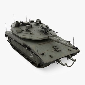 3D Dirty Israeli Tank Merkava 5 Olive