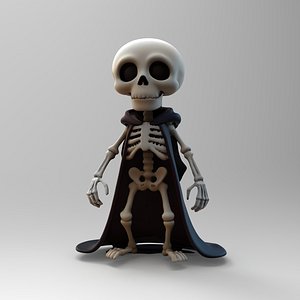 Cute Skeleton Character - Stylized Chibi Undead 3D Model 3D