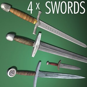 Four medieval style swords