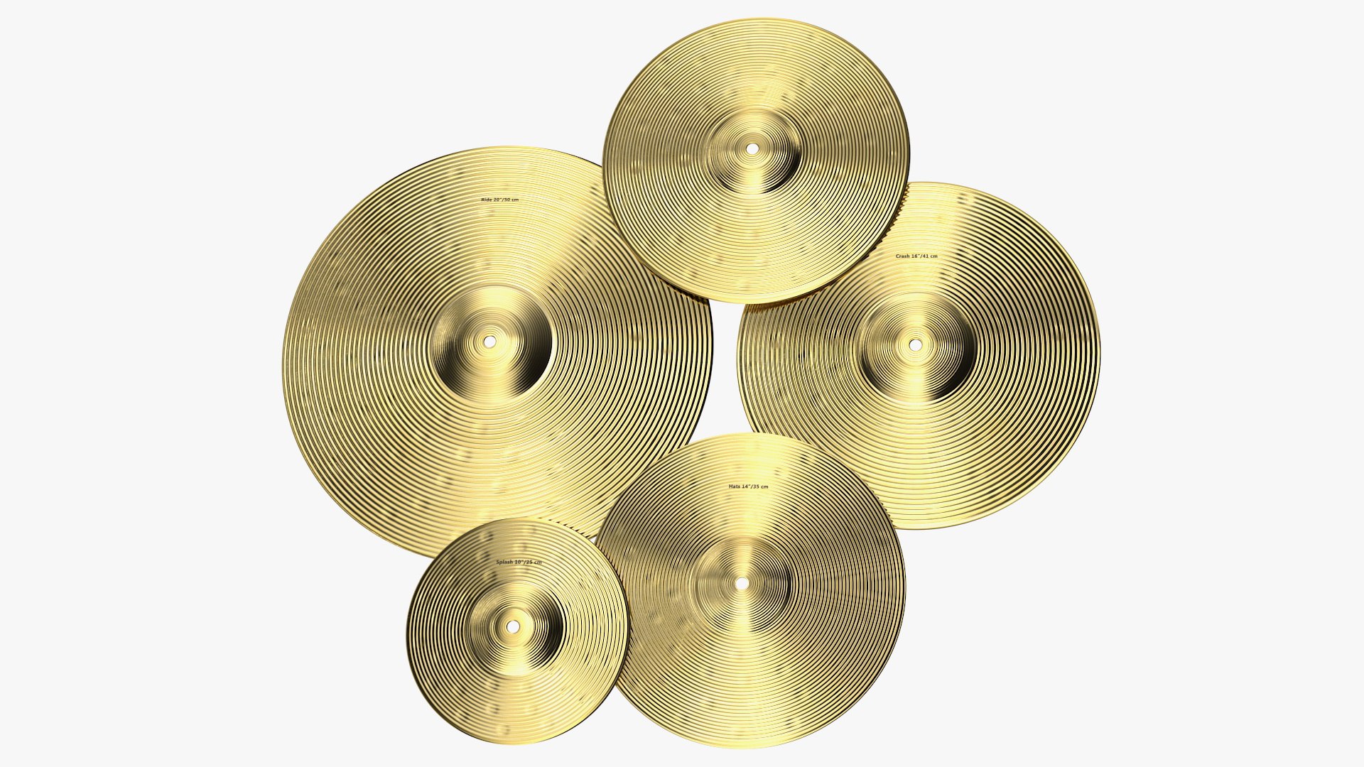 Brass Cymbal Set 3D model preview