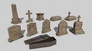 Tomb Stone Set 3D model
