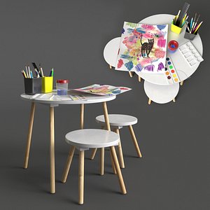jimi childrens table stool 3D model