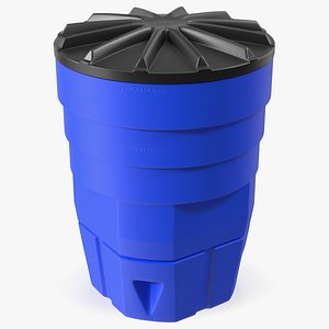 3D Blue Plastic Barrel with Lid