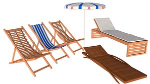 3D Beach chair Set model