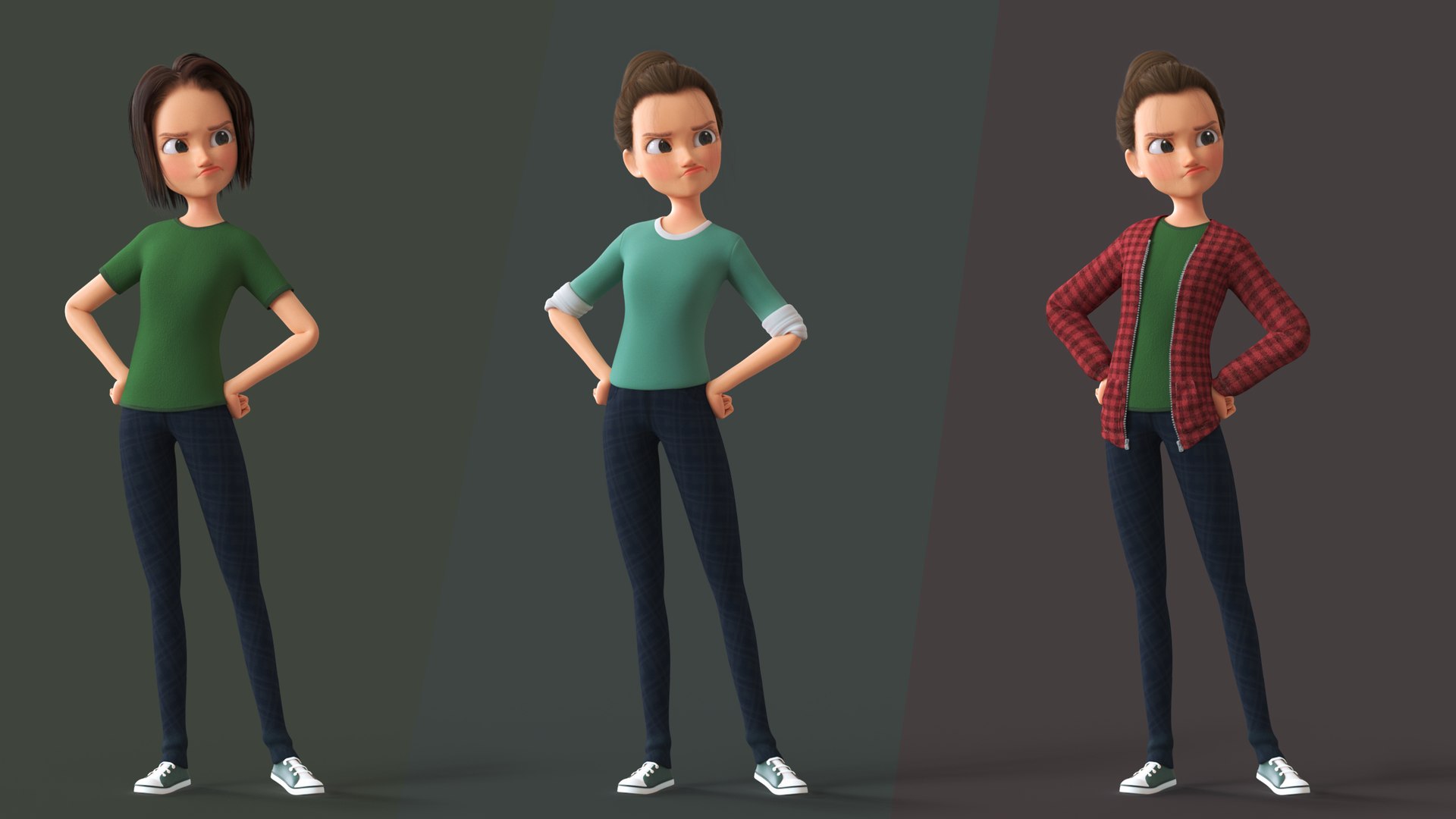 Cartoon Teen Girl - College Student 3D Model - TurboSquid 2002221