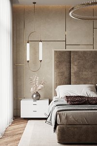 3D modern bedroom interior scene