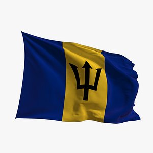 Realistic Animated Flag - Microtexture Rigged - Put your own texture - Def Barbados