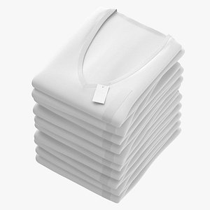 Folded TShirt V Neck 10 Pile White Gray and Black
