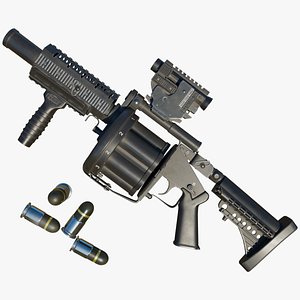 Grenade Launcher Gun PBR Unity UE V-Ray Textures Included 3D