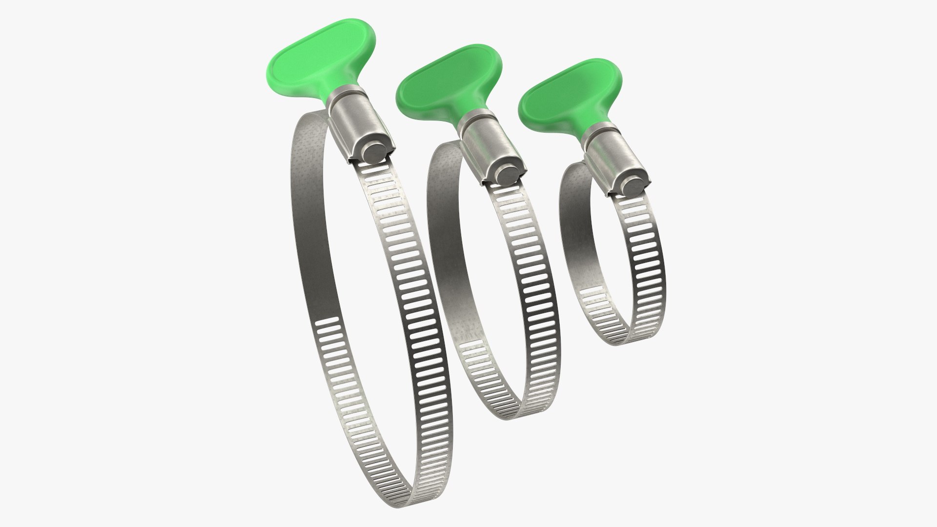Worm Gear Hose Clamp with Key Set 3D model preview
