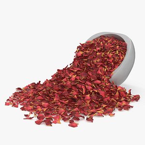 Dried Rose Petals Scattered from a Bowl