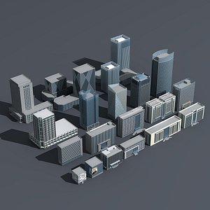 3D Skyscrapers Against the Background model