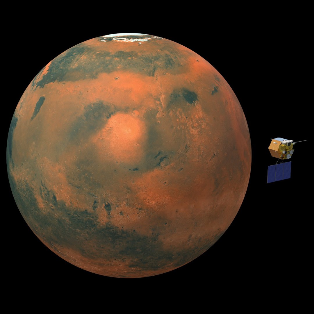 Mars Reconnaissance Satellite 3D model for industrial visualization, technical presentation, simulation, product rendering, and animation
