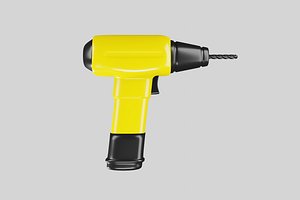 Cordless yellow drill screwdriver tool 3D model
