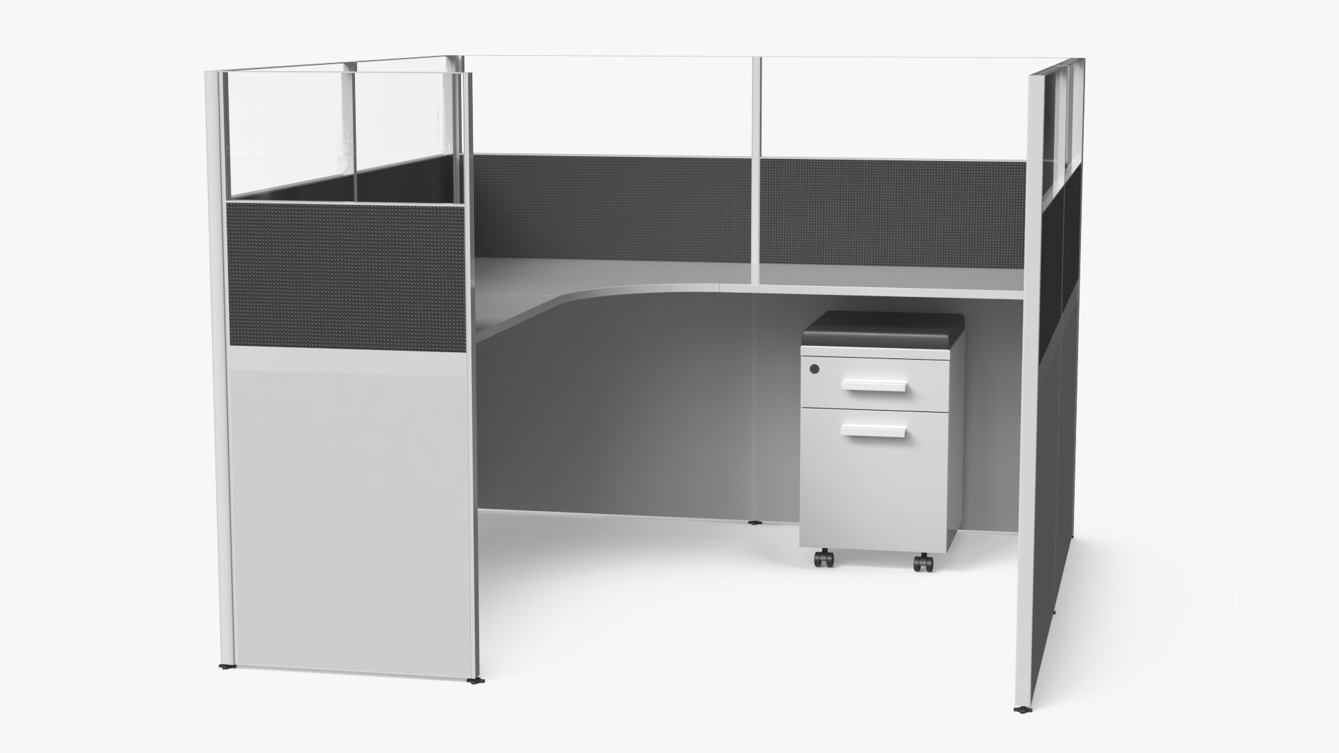 Modular Office Cubicles Furniture Kit Assembled 3D model preview