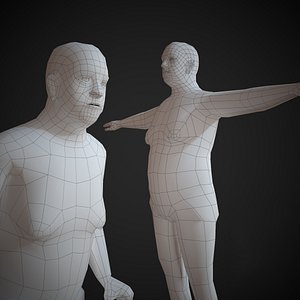 Rigged Low Poly Old Man Basemesh