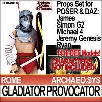 Props Set Poser Daz for Roman Gladiator Provocator