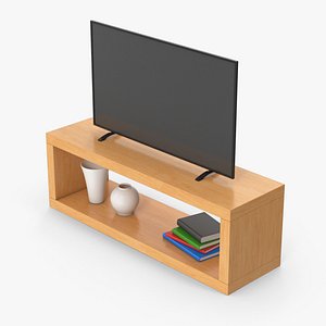 3D Wooden TV Stand Set