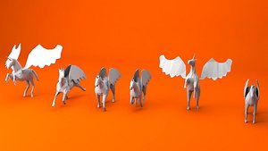 6 unicorn pegasus 3D model