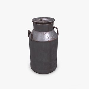 Old Vintage Rusty Milk Can Low-poly PBR