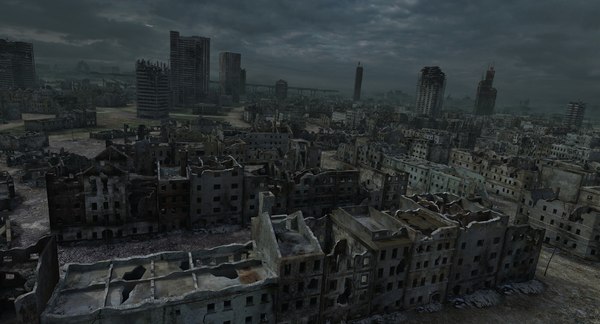 3d ruined city post apocalyptic